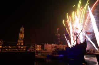 fotografia, materiale, libero il panorama, dipinga, fotografia di scorta, fuoco artificiale su una barca di navigazione, nave, Fuoco artificiale, show, Il mare