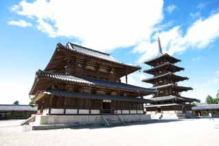 photo, la matire, libre, amnage, dcrivez, photo de la rserve,Temple Horyu-ji, Bouddhisme, sculpture, Cinq pagode Storeyed, Un temple intrieur