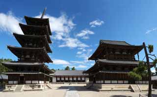 photo, la matire, libre, amnage, dcrivez, photo de la rserve,Temple Horyu-ji, Bouddhisme, sculpture, Cinq pagode Storeyed, Un temple intrieur