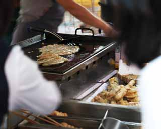 fotografia, materiale, libero il panorama, dipinga, fotografia di scorta,Una bancarella di Chijimi, Okonomiyaki, Tempura, , Oden