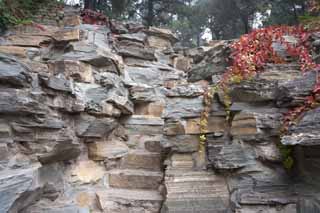 photo,material,free,landscape,picture,stock photo,Creative Commons,Summer Palace of masonry, Stone arrangement, Masonry, Autumn leaves, Garden