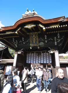 fotografia, materiale, libero il panorama, dipinga, fotografia di scorta,Kitano Tenman-gu santuario Sankou porte, Torii, Sig.. TENJIN, Kitano, Susine