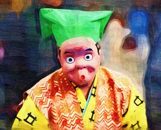 Illust, materieel, vrij, landschap, schilderstuk, schilderstuk, kleuren potlood, crayon, werkje,Droll collega -, Met de urn, Duidelijke vrouw, Izumo clausule Yasugi, Etnisch