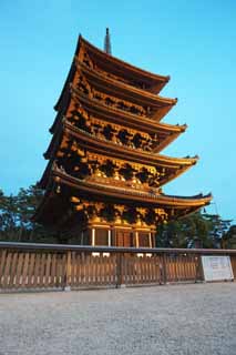 Foto, materieel, vrij, landschap, schilderstuk, bevoorraden foto,Kofuku-ji Temple Five Storeyed Pagoda, Boeddhisme, Van hout gebouw, Vijf Storeyed Pagoda, Wereld heritage