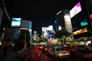 photo,material,free,landscape,picture,stock photo,Creative Commons,The night of Shibuya Station, Downtown, taxi, Illumination, Neon