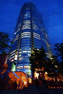 illust, material, livram, paisagem, quadro, pintura, lpis de cor, creiom, puxando,O crepsculo de Colinas de Roppongi, O centro da cidade, edifcio de edifcio alto, Colinas se agrupam, Iluminaes