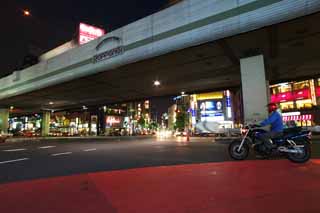 fotografia, materiale, libero il panorama, dipinga, fotografia di scorta,La notte della traversata di Roppongi, Il centro, strada pubblica, Neon, Luminarie