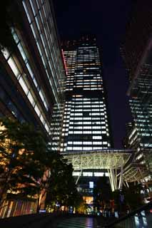 Foto, materiell, befreit, Landschaft, Bild, hat Foto auf Lager,Die Nacht des Tokyo midtown, Im Stadtzentrum, Hochhaus, Glas, Ein Brogebude