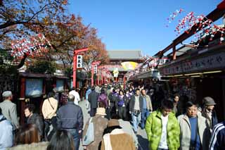 foto,tela,gratis,paisaje,fotografa,idea,La concurrencia de tiendas que bordean un pasillo, Turista, Templo de Senso - ji, Asakusa, Decoracin de vacaciones de ao nuevo