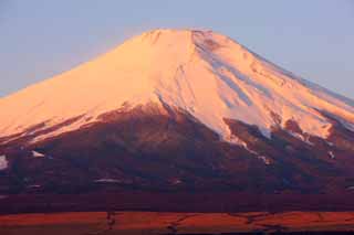 fotografia, materiale, libero il panorama, dipinga, fotografia di scorta,Fuji rosso, Fujiyama, Le montagne nevose, superficie di un lago, Il bagliore di mattina