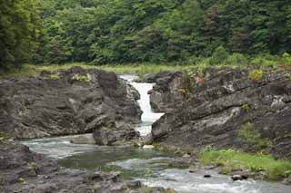 photo,material,free,landscape,picture,stock photo,Creative Commons,Sorachi river, rock, virgin forest, Stratum, flow