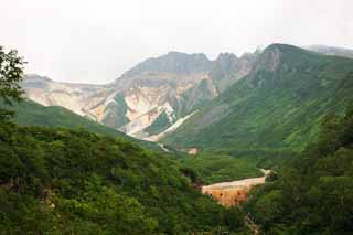 Foto, materieel, vrij, landschap, schilderstuk, bevoorraden foto,Mt. Tokachi-dake, Ht mountaintop, Ridgeline, Bave wiegelen, Vulkaan