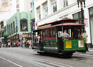 photo,material,free,landscape,picture,stock photo,Creative Commons,A cable car, Sightseeing, cable car, roadside tree, Row of houses along a city street