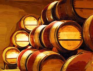 illust, material, livram, paisagem, quadro, pintura, lpis de cor, creiom, puxando,Um barril de vinho, barril, O fabricado de bebida fermentada, Vale de Napa, Vinho de Califrnia