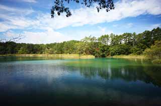 photo, la matire, libre, amnage, dcrivez, photo de la rserve,Femme de lac de zen-prtre principal, fort, tang, Bleu azur, Mt. Bandai-san