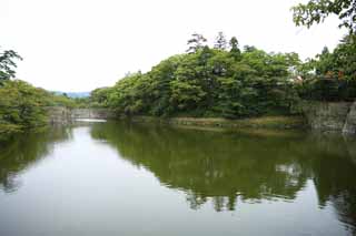 Foto, materieel, vrij, landschap, schilderstuk, bevoorraden foto,Nakomeling Matsushiro moat, Moat, Ishigaki, Kurokawa Kasteel, Ujisato Gamo