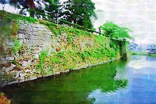 illust, , , , , ,  ,  , ., Matsushiro moat, moat, Ishigaki, Kurokawa , Ujisato Gamo
