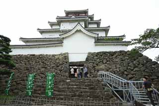 fotografia, material, livra, ajardine, imagine, proveja fotografia,A Matsushiro castelo torre jovem, fosso, Ishigaki, Castelo de Kurokawa, Ujisato Gamo