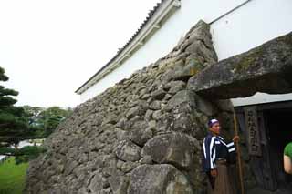 Foto, materiell, befreit, Landschaft, Bild, hat Foto auf Lager,Die junge Matsushiro-Burg Turm, Wassergraben, Ishigaki, Kurokawa-Burg, Ujisato Gamo