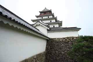 fotografia, materiale, libero il panorama, dipinga, fotografia di scorta,I giovani Matsushiro arroccano torre, fossato, Ishigaki, Kurokawa arrocca, Ujisato Gamo