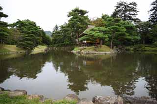 Foto, materiell, befreit, Landschaft, Bild, hat Foto auf Lager,Der Teich des Oyaku-en Garden Gefhlscharakters, Gartenpflanze, Gartenarbeit, Japanisch grtnert, Kiefer