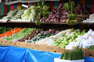 photo,material,free,landscape,picture,stock photo,Creative Commons,A vegetable store, vegetable store, banana, Japanese radish, Herb