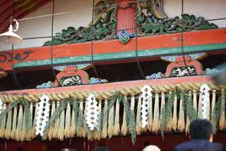 Foto, materieel, vrij, landschap, schilderstuk, bevoorraden foto,Fushimi-inari Taisha Shrine Shinto stro festoon, Shinto stro festoon, Krant aanhangsel, Inari, Vos