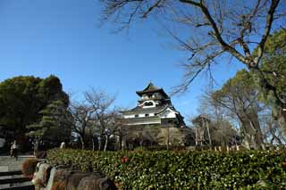 Foto, materieel, vrij, landschap, schilderstuk, bevoorraden foto,De Inuyama-jo Kasteel kasteel toren, Blanke Imperiaal kasteel, Etsu Kanayama, Kasteel, 