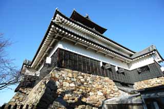 Foto, materiell, befreit, Landschaft, Bild, hat Foto auf Lager,Das Inuyama-jo Burgburgturm, weie Kaiserliche Burg, Etsu Kanayama, Burg, 