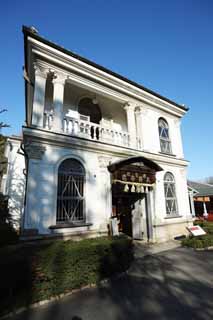 foto,tela,gratis,paisaje,fotografa,idea,Tienda de carne de res de Ooi del museo de pueblo de Meiji - mura, Construccin del Meiji, La occidentalizacin, Edificio historia de vaqueros -style, Herencia cultural