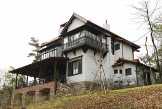 Foto, materiell, befreit, Landschaft, Bild, hat Foto auf Lager,Meiji-mura-Dorf Museum Mataemon Shibakawa's Haus, das Bauen vom Meiji, Die Verwestlichung, West-Stilgebude, Kulturelles Erbe