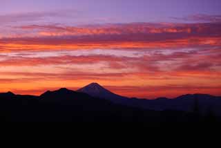 Foto, materieel, vrij, landschap, schilderstuk, bevoorraden foto,De morgen van Mt. Fuji, Mt. Fuji, De morgen gloeien, Wolk, Kleur