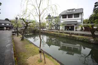 Foto, materieel, vrij, landschap, schilderstuk, bevoorraden foto,Kurashiki Kurashiki River, Traditionele cultuur, Wilg, Japanse cultuur, De geschiedenis