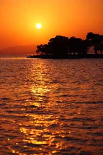 photo, la matire, libre, amnage, dcrivez, photo de la rserve,Le soleil du cadre de Lac Shinji-ko, Le soleil, La surface de l'eau, le de la marie, 100 slections de soleil du cadre japonais