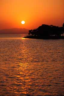 photo, la matire, libre, amnage, dcrivez, photo de la rserve,Le soleil du cadre de Lac Shinji-ko, Le soleil, La surface de l'eau, le de la marie, 100 slections de soleil du cadre japonais