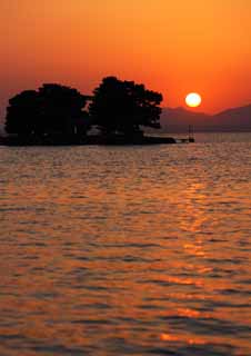 photo, la matire, libre, amnage, dcrivez, photo de la rserve,Le soleil du cadre de Lac Shinji-ko, Le soleil, La surface de l'eau, le de la marie, 100 slections de soleil du cadre japonais