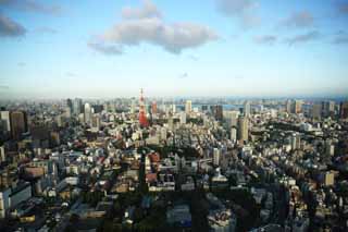 photo,material,free,landscape,picture,stock photo,Creative Commons,Tokyo whole view, Tokyo Tower, high-rise building, Tokyo Bay, The downtown area